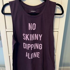 Express No Skinny Dipping Alone Purple Tank Womans Medium EUC